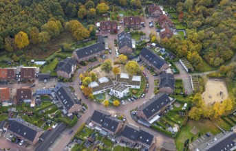 Aerial view, Circular residential complex Im Johannestal and municip. Kindergarten Boy in the