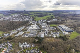 Aerial view, Wiebelsheidestraße industrial estate, Klostereichen retirement home, Hüsten, Arnsberg,