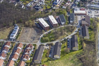 Aerial view, brownfield site in housing estate Ernst-König-Straße, Neheim, Arnsberg, Sauerland,