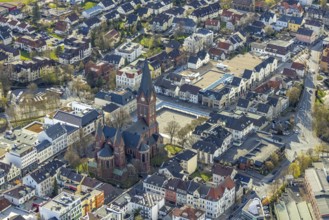 Aerial view, Cathedral of Neheim - St. Johannes-Baptist, Neheim market, Neheim, Arnsberg,