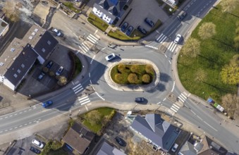 Aerial view, oval roundabout Alter Holzweg and Graf-Gottfried-Straße, Neheim, Arnsberg, Sauerland,