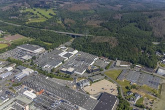 Aerial view, industrial area Westring, META-Regalbau, company premises Fritz Streiter, Bruchhausen,