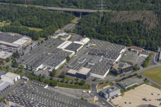 Aerial view, industrial area Westring, META-Regalbau, company premises Fritz Streiter, Bruchhausen,