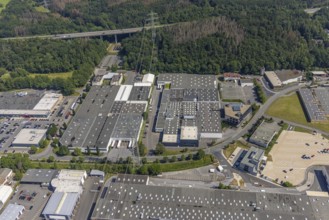 Aerial view, industrial area Westring, META-Regalbau, company premises Fritz Streiter, Bruchhausen,