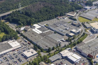Aerial view, industrial area Westring, META-Regalbau, company premises Fritz Streiter, Bruchhausen,