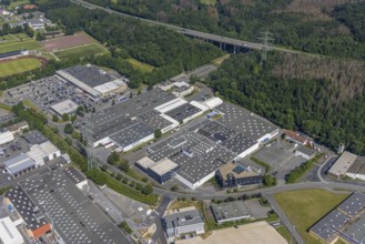 Aerial view, industrial area Westring, META-Regalbau, company premises Fritz Streiter, Bruchhausen,