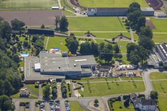Aerial view, Freizeitbad Naß Arnsberg, Hüsten, Arnsberg, Sauerland, North Rhine-Westphalia,
