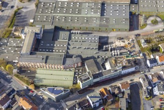 Aerial view, construction site at company premises BJB GmbH, Neheim, Arnsberg, Sauerland, North