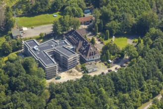 Aerial view, construction site and new building for the children's home Marienfrieden, SkF
