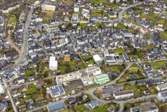 Aerial view, town centre, Städtisches Gymnasium Bad Laasphe, Evang. Church Bad Laasphe, church