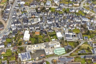 Aerial view, town centre, Städtisches Gymnasium Bad Laasphe, Evang. Church Bad Laasphe, church