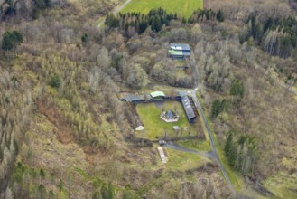 Aerial view, Bad Laaspher Schützenplatz am spa garden, Bad Laasphe, Siegerland, North