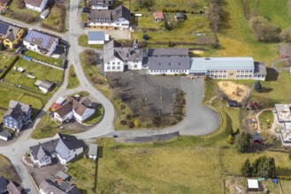 Aerial photo, Banfetalschule in Banfe, Bad Laasphe, Siegerland, North Rhine-Westphalia, Germany,