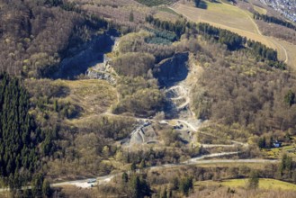 Aerial view, forest area and quarry Heringhauser Straße, Bestwig, Sauerland, North