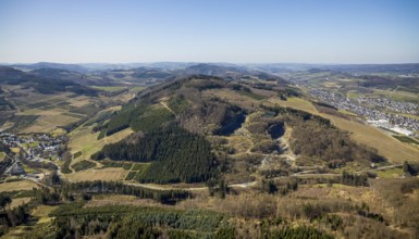 Aerial view, forest area and quarry Heringhauser Straße, Bestwig, Sauerland, North