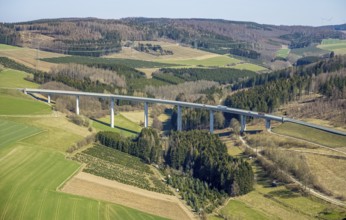 Aerial view, valley bridge Schormecke, Nuttlar, Bestwig, Sauerland, North Rhine-Westphalia,