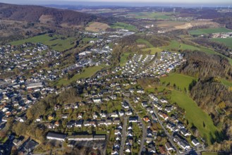 Aerial view, Community primary school St. Johannes Balve with view to the north in Balve,