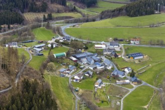 Aerial view, district Holzhausen, Bermershausen, Bad Laasphe, Siegerland, North Rhine-Westphalia,
