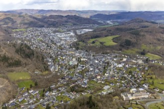 Aerial view, local view, Diakonisches Werk Wittgenstein, Designhotel AM Fang, construction site