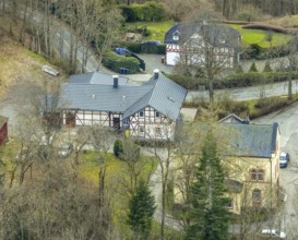 Aerial view, Wittgenstein Castle, Wittgenstein-Kunst, Bad Laasphe, Siegerland, North