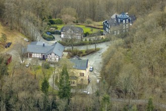 Aerial view, Wittgenstein Castle, Wittgenstein-Kunst, Bad Laasphe, Siegerland, North