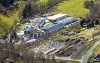 Aerial view, company premises Osterrath GmbH & Co. KG, Bermershausen, Bad Laasphe, Siegerland,