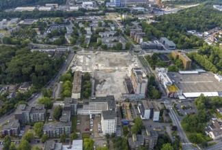 Aerial view of the wasteland of the former town hall centre Bergkamen, development of the former