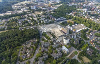 Aerial view of the wasteland of the former town hall centre Bergkamen, development of the former