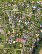 Aerial view, allotment garden association Im Krähenwinkel e.V. in Bergkamen, Ruhr area, North