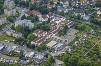 Aerial view of the AWO retirement home Hermann-Görlitz-Seniorenzentrum, Bergkamen, Ruhr area, North