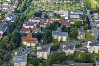 Aerial view of the AWO retirement home Hermann-Görlitz-Seniorenzentrum, Bergkamen, Ruhr area, North