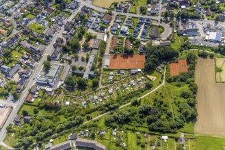 Aerial photo, Jahnschule, Bergkamen fire brigade - Oberaden unit and SUS Oberaden tennis centre in