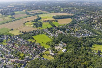 Aerial view, Protestant Martin Luther Church and conversion of the former castle school for new