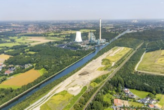 Aerial view, construction site for planned urban quarter Wasserstadt Aden on the site of the former