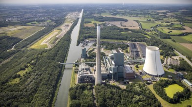 Aerial photograph, Bergkamen power station on the Datteln-Hamm canal in the Heil district,