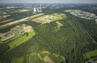 Aerial view, Großes Holz spoil tip with Adener Höhe and Bergkamen mine in Weddinghofen, Bergkamen,