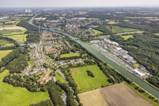 Aerial view, Yacht harbour Marina Rünthe in Bergkamen, Ruhr area, North Rhine-Westphalia, Germany,