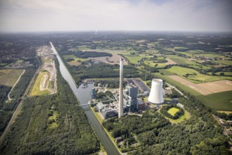 Aerial photograph, Bergkamen power station on the Datteln-Hamm canal in the Heil district,