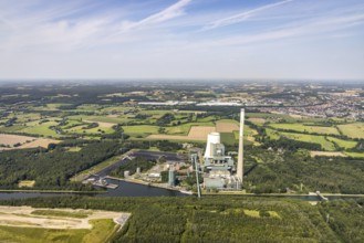 Aerial photograph, Bergkamen power station on the Datteln-Hamm canal in the Heil district,
