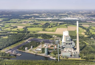 Aerial photograph, Bergkamen power station on the Datteln-Hamm canal in the Heil district,