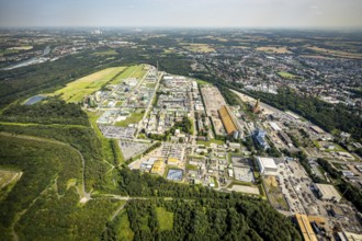 Aerial view, Bayer AG chemical plant site in Bergkamen, Ruhr area, North Rhine-Westphalia, Germany,