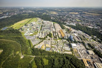 Aerial view, Bayer AG chemical plant site in Bergkamen, Ruhr area, North Rhine-Westphalia, Germany,