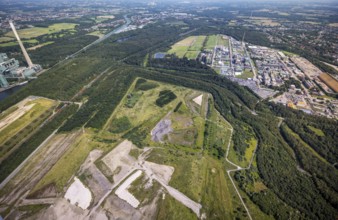 Aerial photo, Großes Holz slag heap and Bergkamen power station in Weddinghofen, Bergkamen, Ruhr
