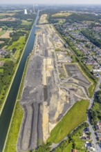 Aerial view, construction site for planned urban quarter Wasserstadt Aden on the site of the former