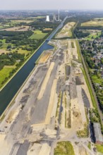 Aerial view, construction site for planned urban quarter Wasserstadt Aden on the site of the former