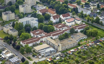 Aerial view of the AWO retirement home Hermann-Görlitz-Seniorenzentrum, Bergkamen, Ruhr area, North