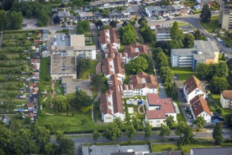 Aerial view of the AWO retirement home Hermann-Görlitz-Seniorenzentrum, Bergkamen, Ruhr area, North