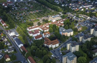 Aerial view of the AWO retirement home Hermann-Görlitz-Seniorenzentrum, Bergkamen, Ruhr area, North