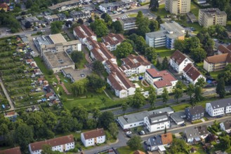Aerial view of the AWO retirement home Hermann-Görlitz-Seniorenzentrum, Bergkamen, Ruhr area, North