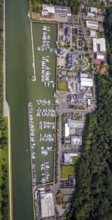 Aerial view, Yacht harbour Marina Rünthe in Bergkamen, Ruhr area, North Rhine-Westphalia, Germany,